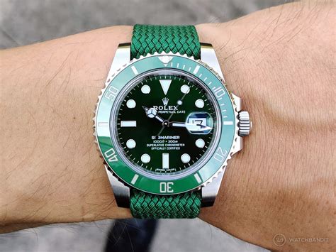 rolex green submariner watchband|rolex submariner with rubber strap.